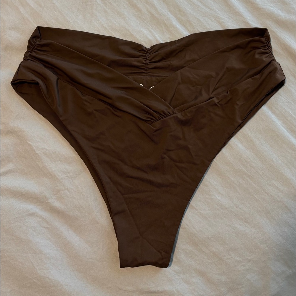 Riot Swim Pico High Waist Bottom in Chocolate - size XL